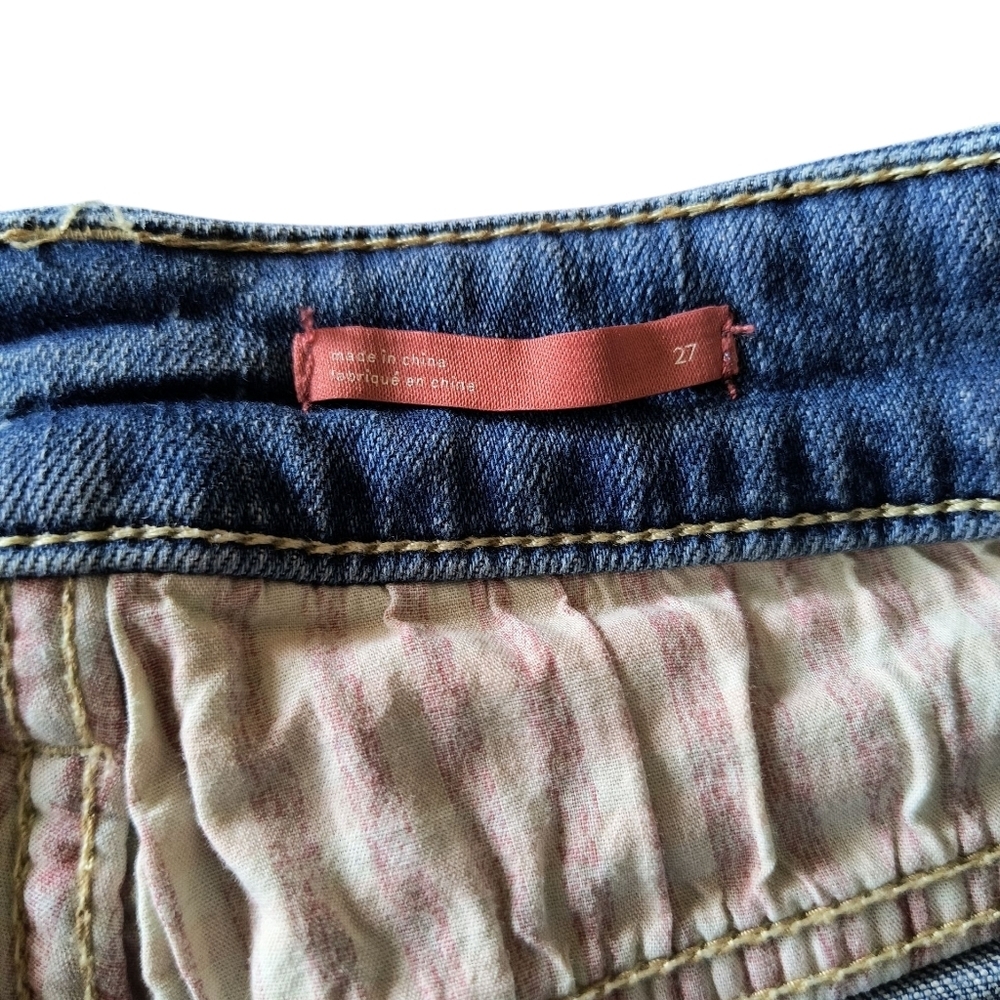 Anthropologie Pilcro Button Fly Faded Blue Denim Shortie Shorts Size 27 - Picture 9 of 11
